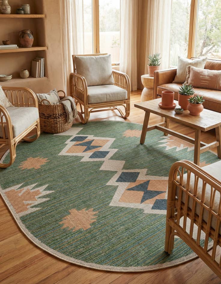 Detail image of 7' 10 x 10' Easy-Clean Baja Indoor / Outdoor Oval Rug