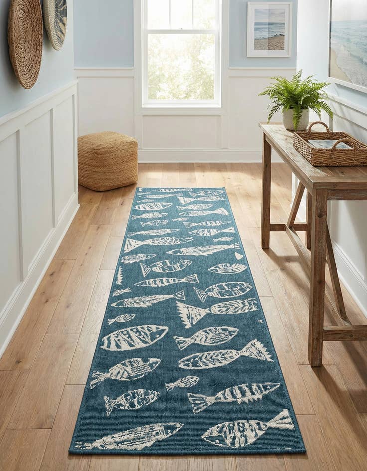 Detail image of  2' x 8'  Washable Coastal Indoor / Outdoor Runner Rug