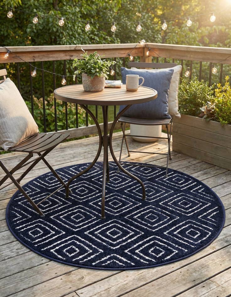 Detail image of 3' x 3'  Washable Sabrina Soto Indoor / Outdoor Round Rug