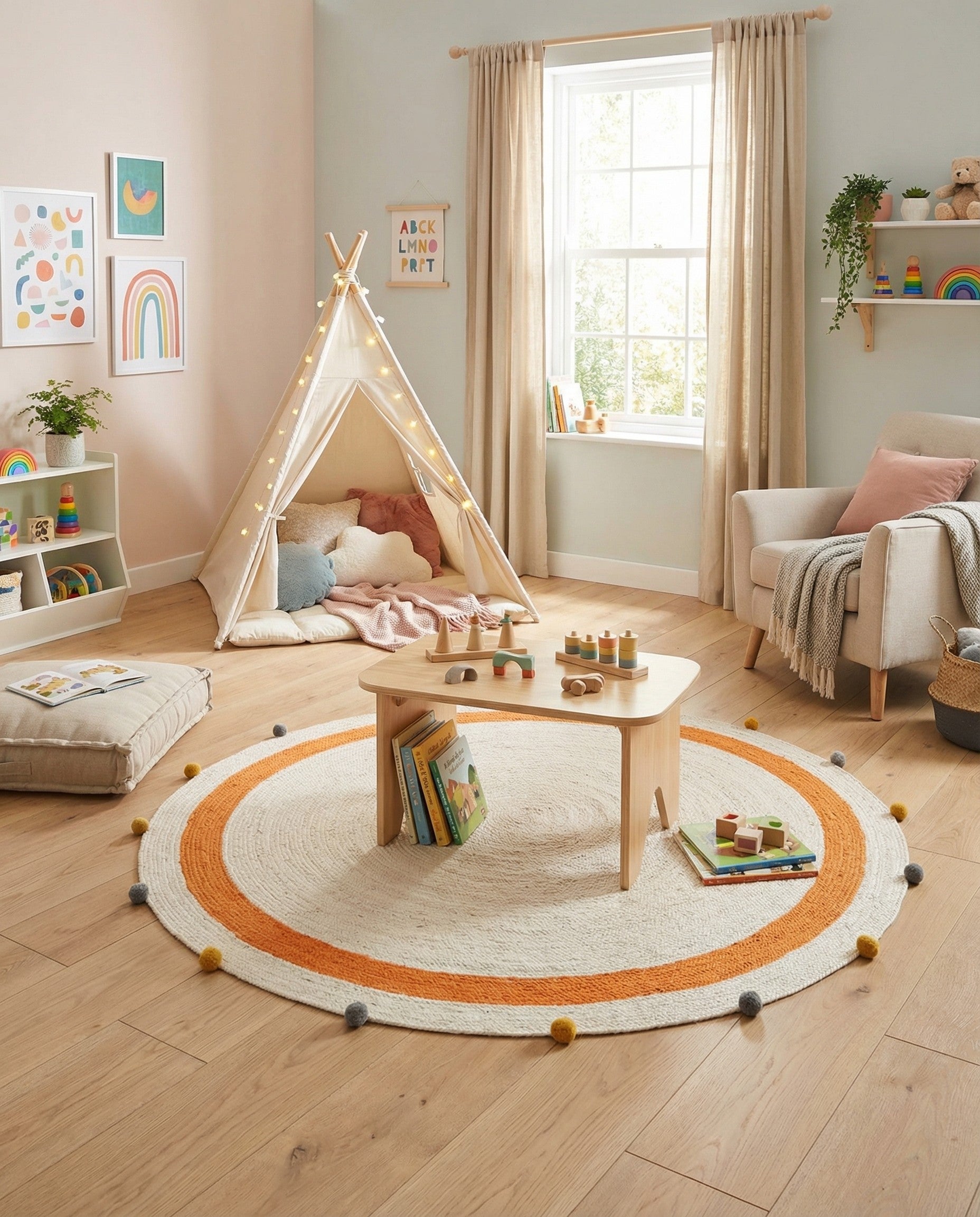  6' 1 x 6' 1  Hand Braided Kids Braided Jute Round Rug