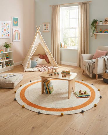  6' 1 x 6' 1  Hand Braided Kids Braided Jute Round Rug