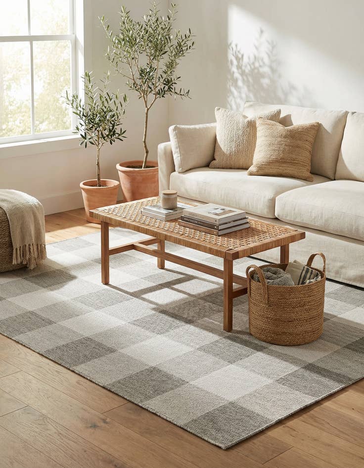 Detail image of 5' 3 x 8'  Washable Checkered Indoor / Outdoor Rug