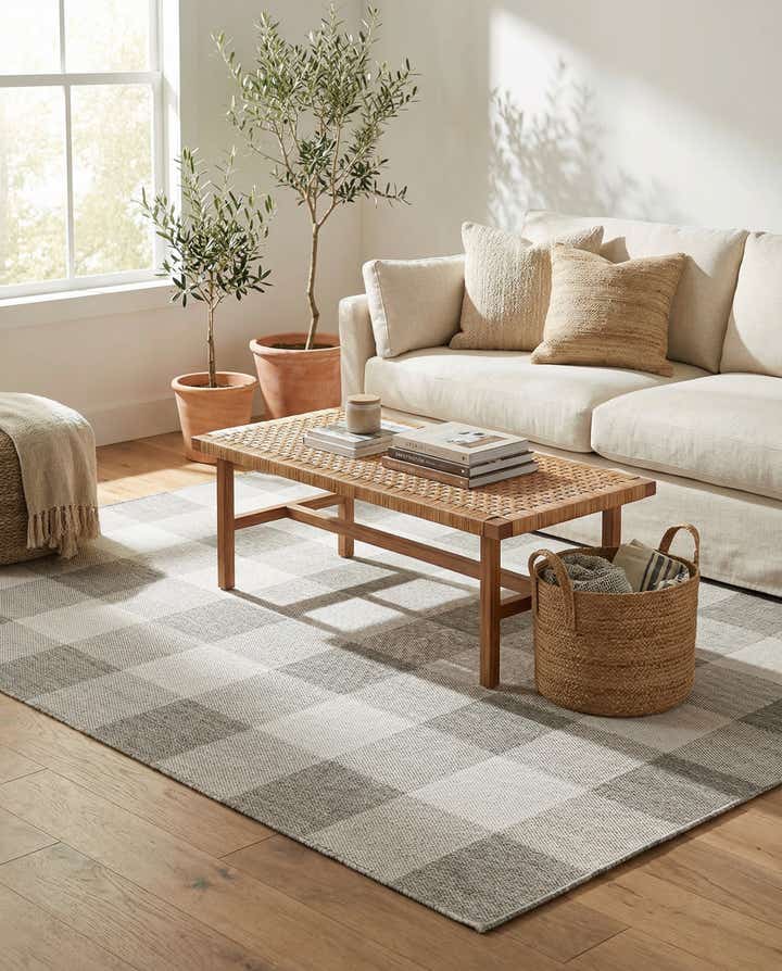 5' 3 x 8' Easy-Clean Checkered Indoor / Outdoor Rug