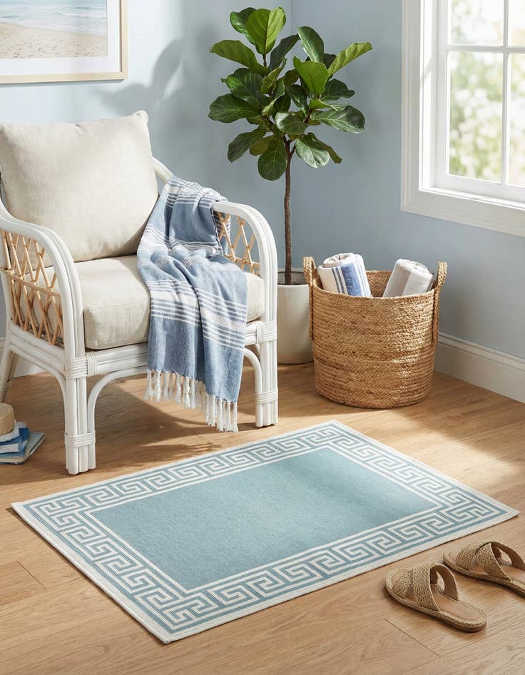 Detail image of 1' 3 x 1' 3  Washable Coastal Indoor / Outdoor Sample Rug