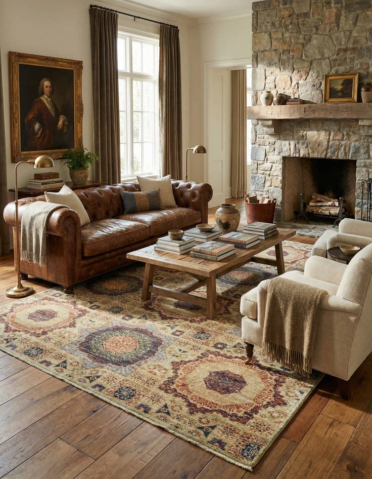 Detail image of 6' x 8' 9  Hand Knotted Mamluk Ziegler Rug