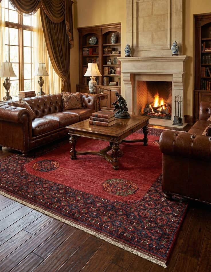 Detail image of 8' 7 x 9' 9 Ersari Afghan Wool Rug