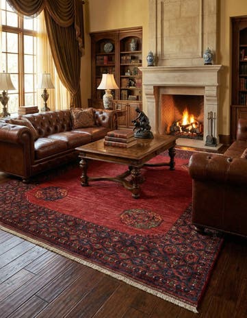 8' 7 x 9' 9 Ersari Afghan Wool Rug