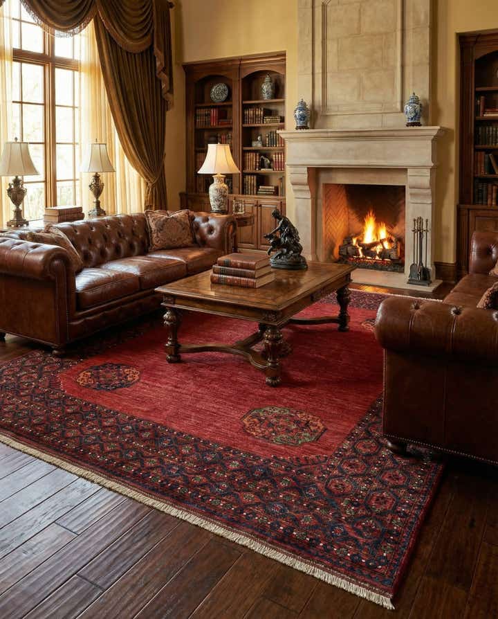 8' 7 x 9' 9 Ersari Afghan Wool Rug