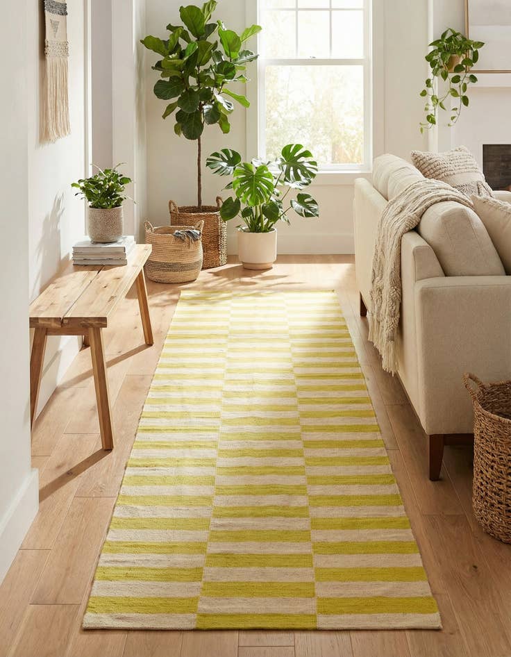 Detail image of 2' 6 x 7' 9  Hand Woven Kilim Modern Wool Runner Rug