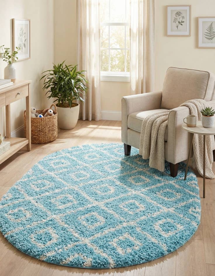 Detail image of 4' x 6' Trellis Shag Oval Rug
