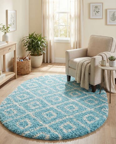  4' x 6' Lattice Shag Oval Rug