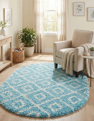 4' x 6' Lattice Shag Oval Rug
