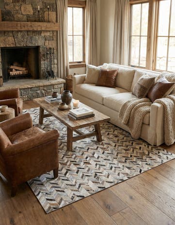5' 3 x 7' 6 Cowhide Stocks Rug