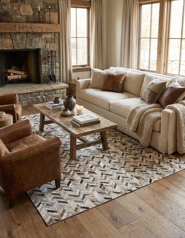 5' 3 x 7' 6 Cowhide Stocks Rug