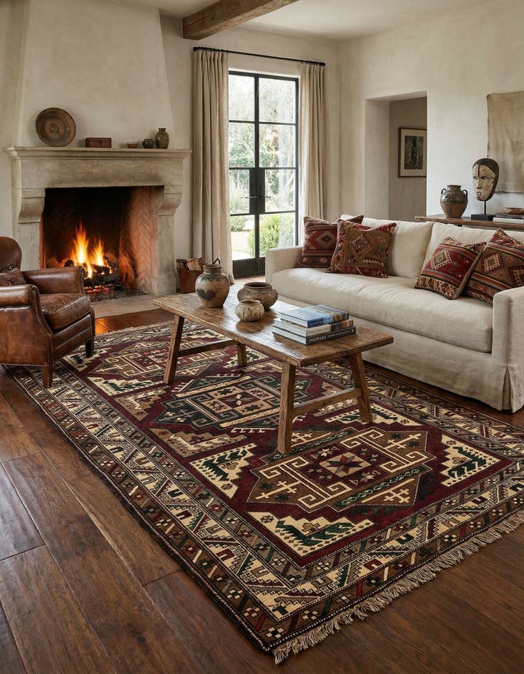 Detail image of 4' 9 x 7' 8 Hand Knotted Kars Wool Rug