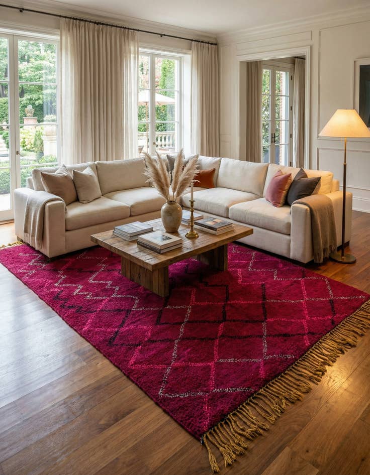 Detail image of 6' 4 x 10'  Hand Knotted Moroccan Wool Rug