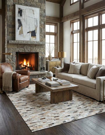 4' 8 x 6' 7 Cowhide Stocks Rug