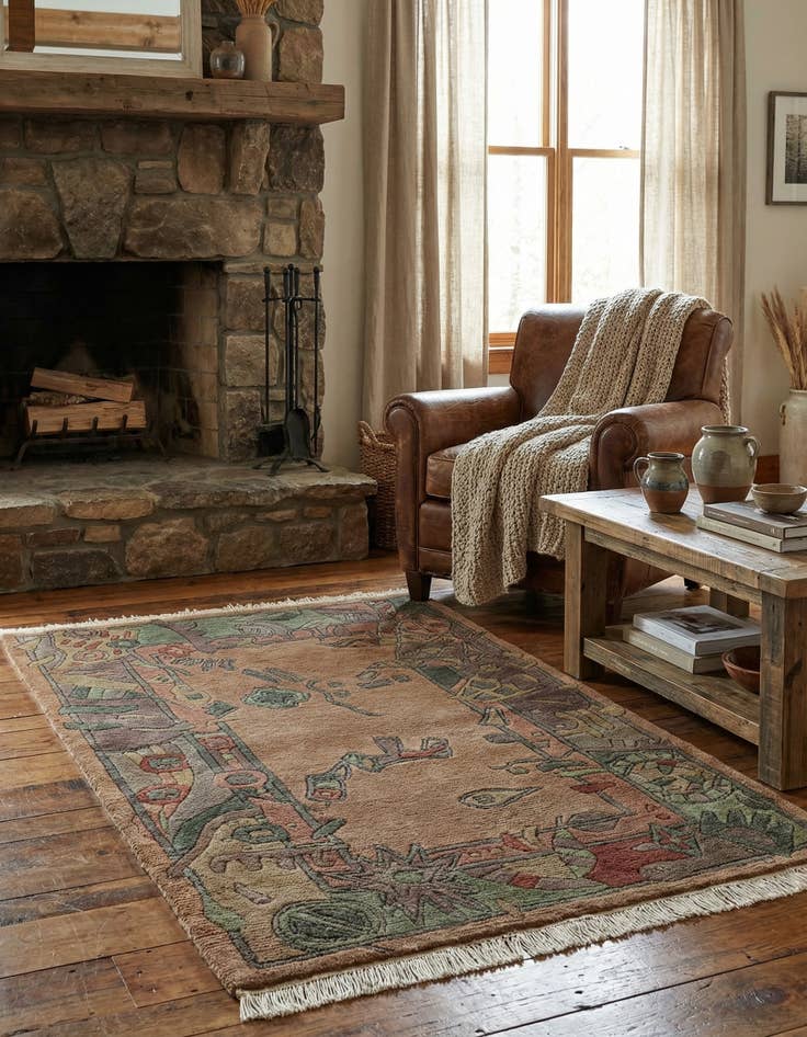 Detail image of  3' 1 x 4' 11  Hand Knotted Nepal Wool Rug