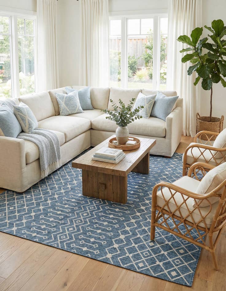 Detail image of 10' x 13' Easy-Clean Trellis Indoor / Outdoor Rug