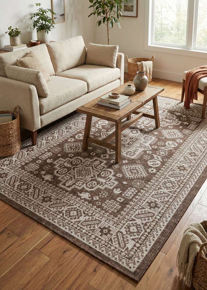 5' 3 x 8' Easy-Clean Aztec Indoor / Outdoor Rug