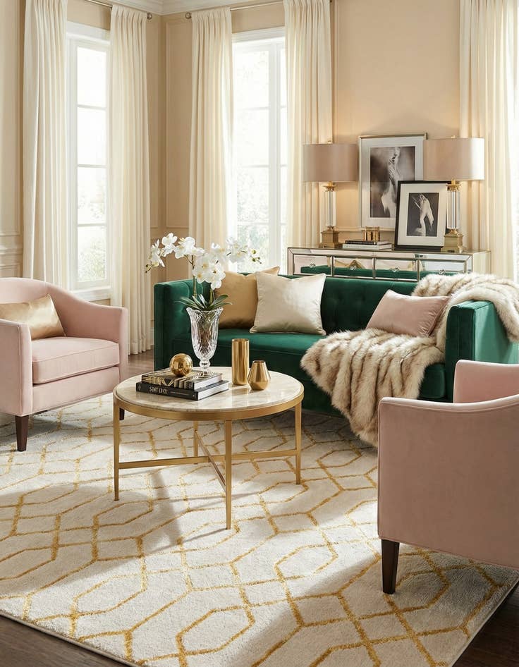 Detail image of  7' x 10'  Marilyn Monroe™ Glam Trellis Rug