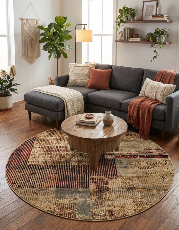 Detail image of 5' 3 x 5' 3 Saturn Round Rug