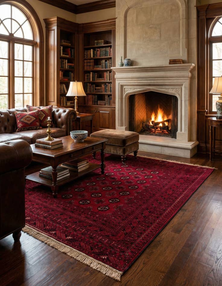 Detail image of  4' 1 x 6' 6  Hand Knotted Afghan Akhche Wool Rug