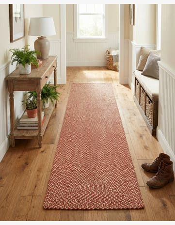 Rust Red Handmade Tweed Braided Jute Runner Rug