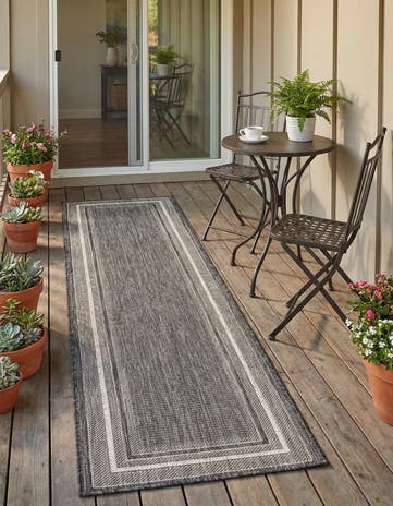 Black Easy-Clean Border Indoor / Outdoor Runner Rug