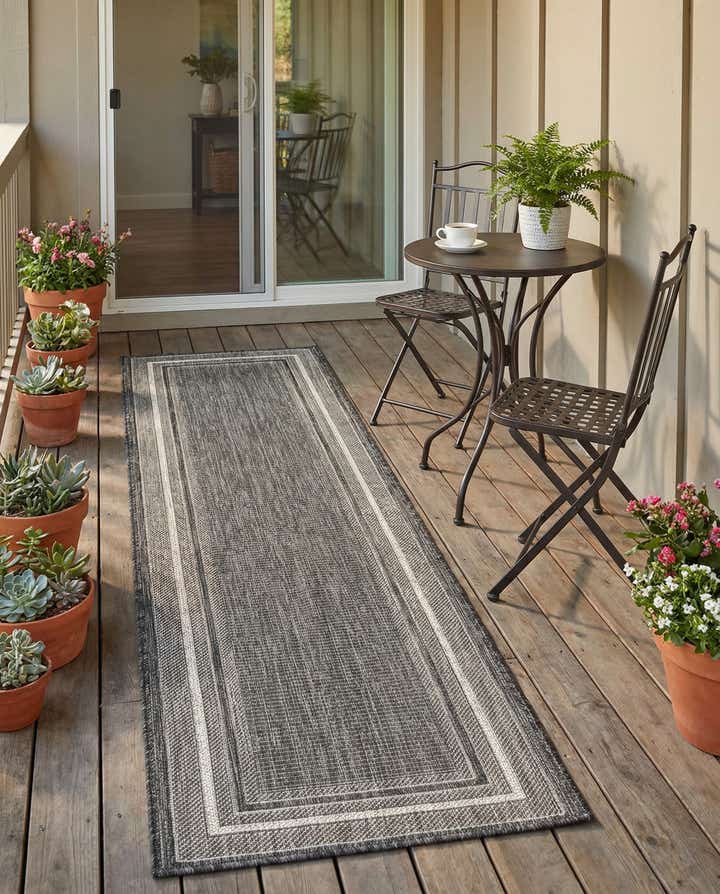 2' x 8' Easy-Clean Border Indoor / Outdoor Runner Rug