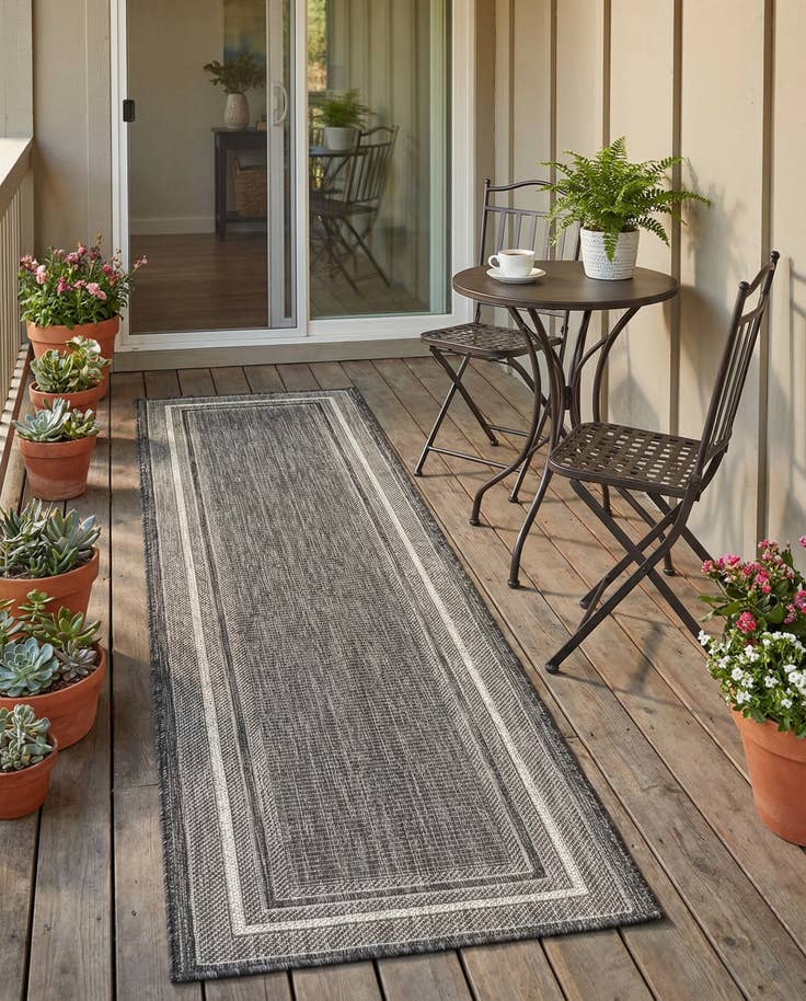 Detail image of 2' x 8' Easy-Clean Border Indoor / Outdoor Runner Rug
