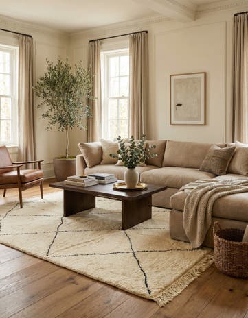 6' 7 x 8' Hand Knotted Moroccan Wool Rug
