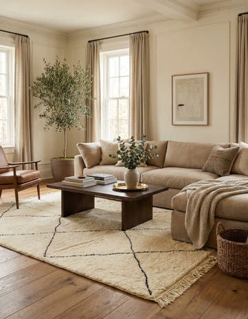 6' 7 x 8' Hand Knotted Moroccan Wool Rug