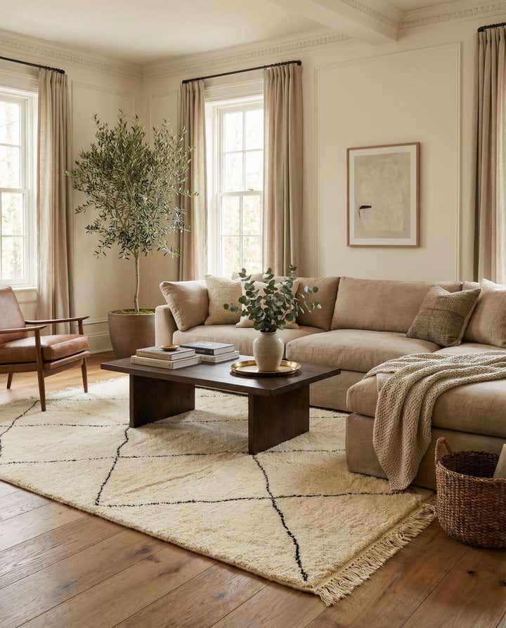 6' 7 x 8' Hand Knotted Moroccan Wool Rug