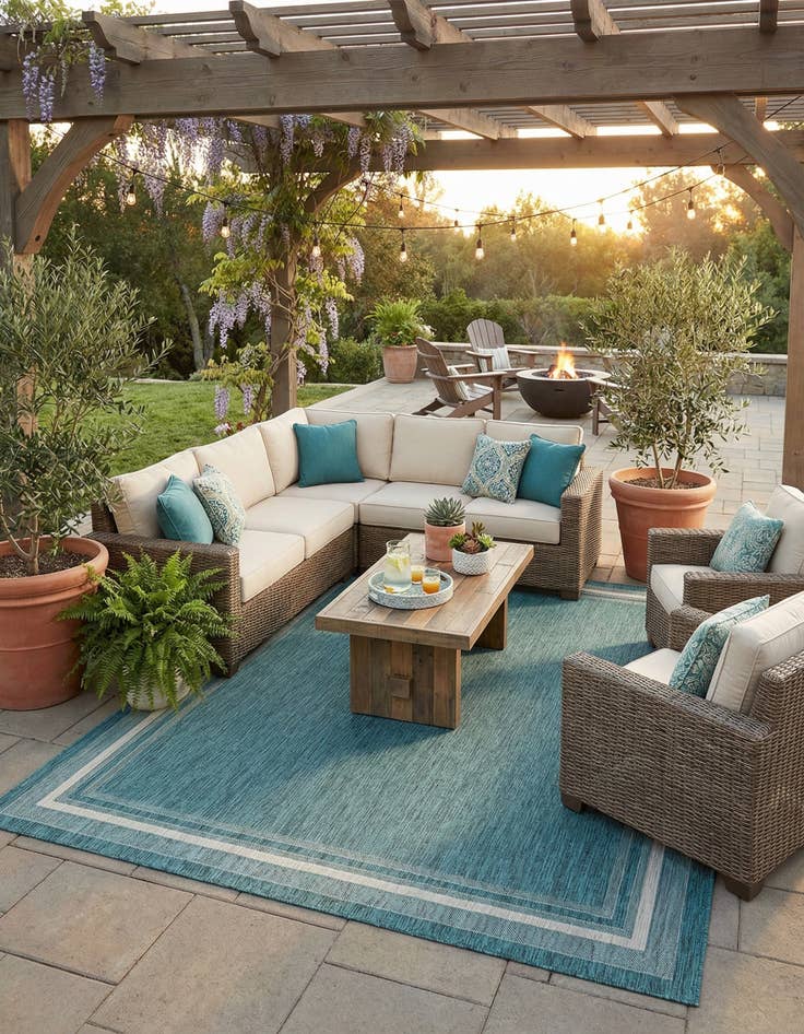 Detail image of  10' x 13'  Washable Border Indoor / Outdoor Rug