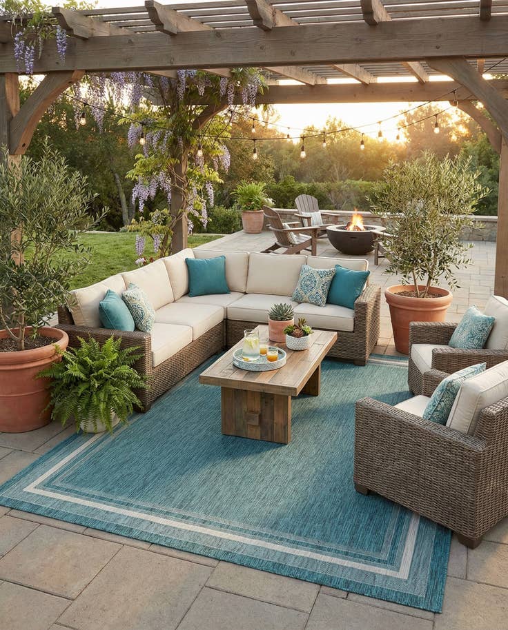 Detail image of 10' x 13' Easy-Clean Border Indoor / Outdoor Rug