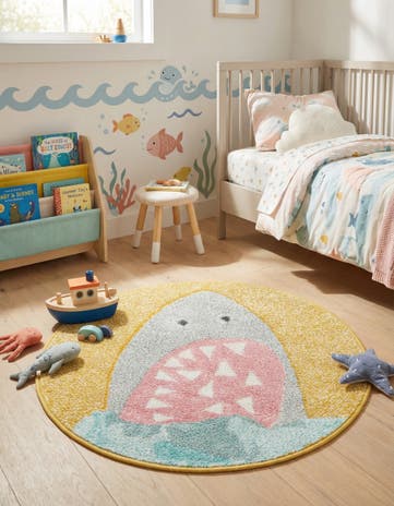 2' 2 x 2' 2 Shark Whimsy Kids Round Rug