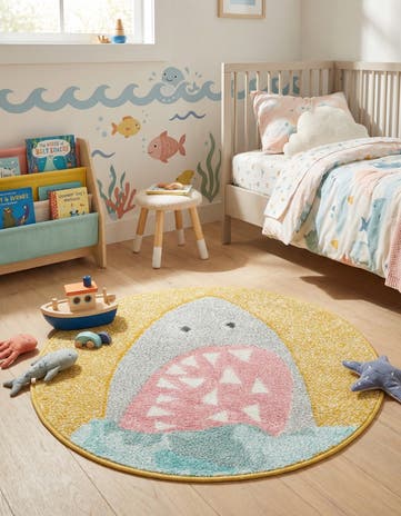 2' 2 x 2' 2 Shark Whimsy Kids Round Rug