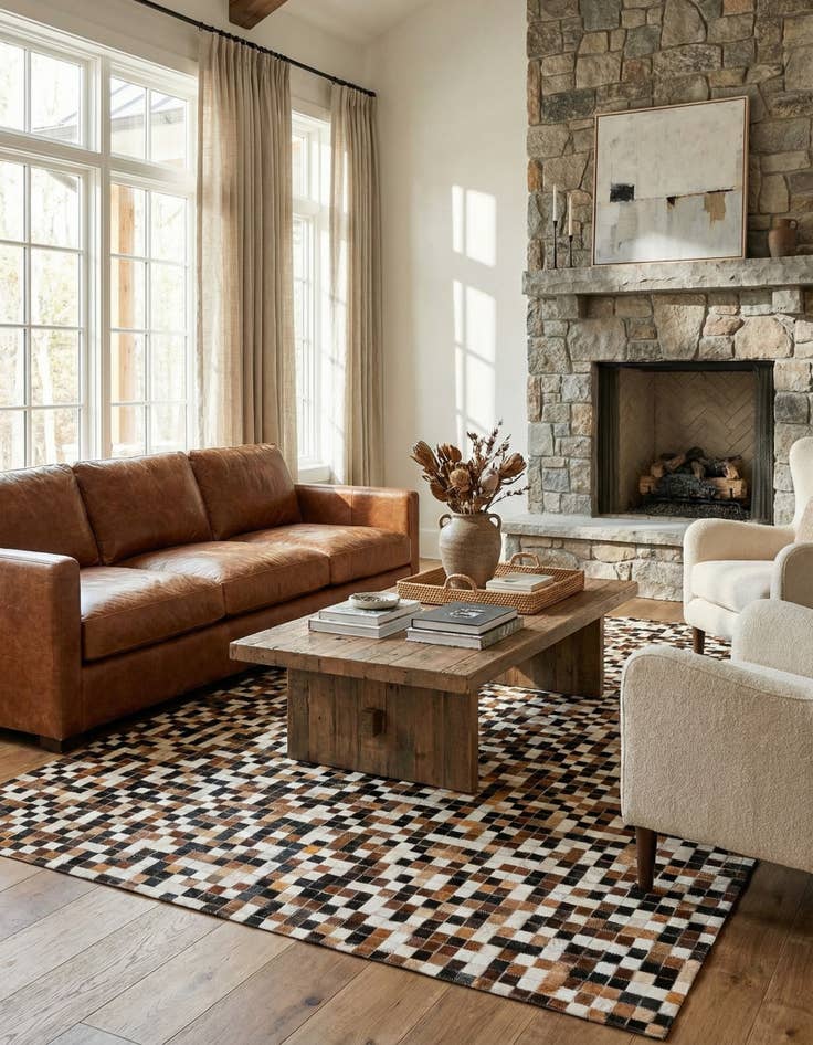 Detail image of 5' 5 x 7' 8 Cowhide Stocks Rug