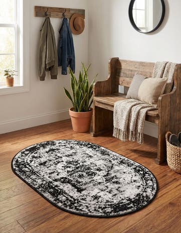 Black Monte Carlo Oval Rug