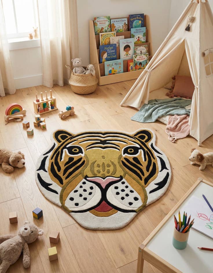 Detail image of 4' 1 x 4' 1 Playtime Kids Wool Freeform Rug