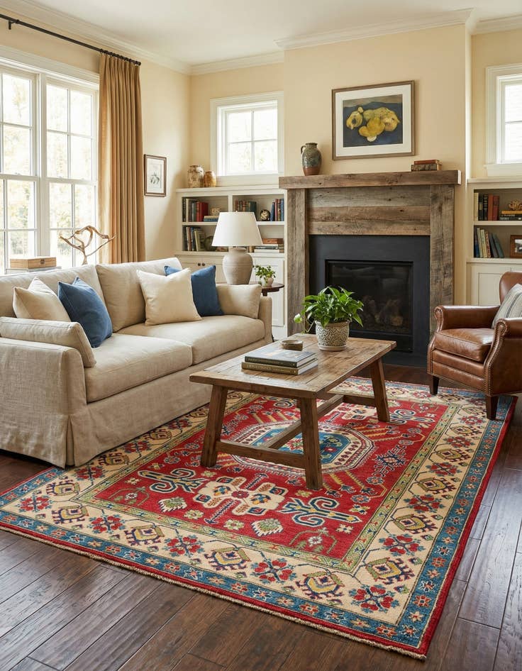 Detail image of 5' 1 x 6' 10  Hand Knotted Kazak Rug