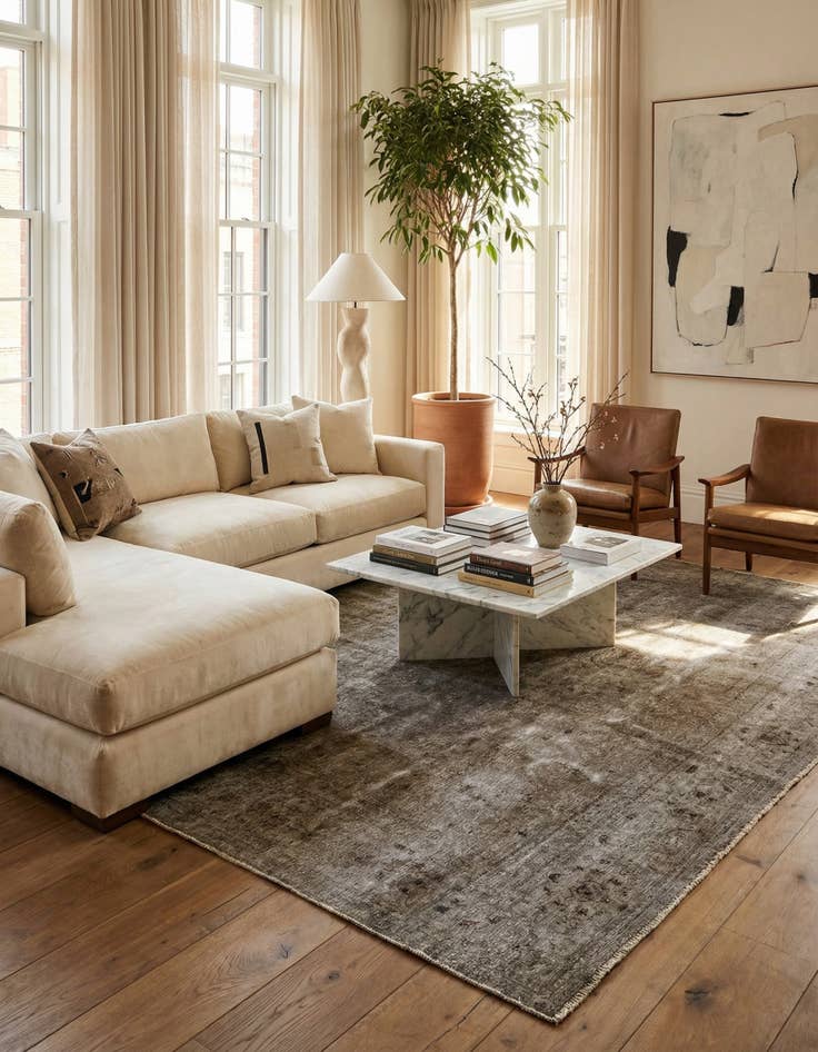 Detail image of 9' 10 x 13'  Hand Knotted Ultra Vintage Persian Wool Rug