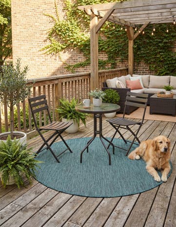 6' 1 x 6' 1 Easy-Clean Solid Indoor / Outdoor Round Rug
