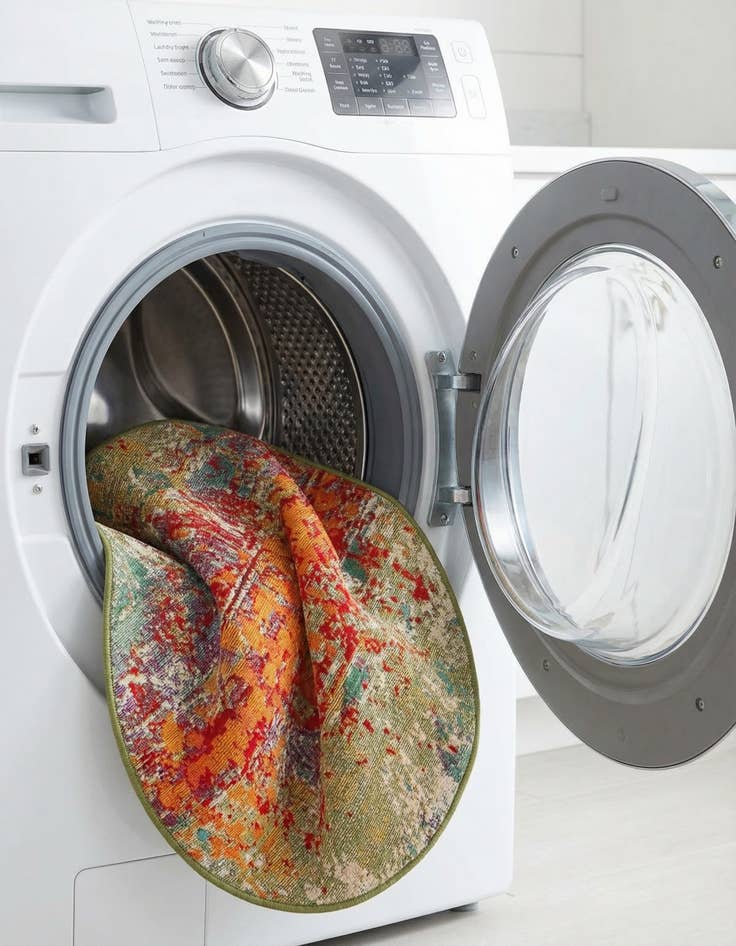 Detail image of 2' 7 x 2' 7  Washable Modern Indoor / Outdoor Round Rug