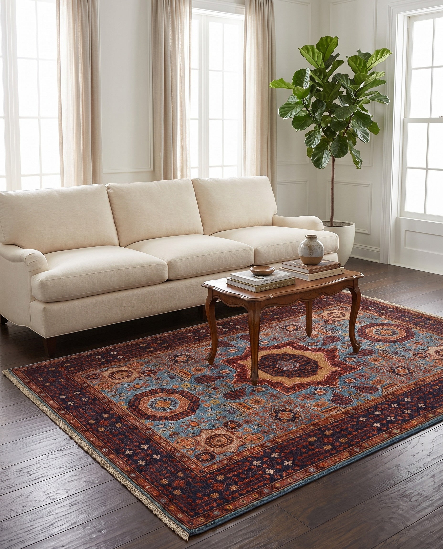 4' 2 x 6' 3 Hand Knotted Mamluk Ziegler Rug