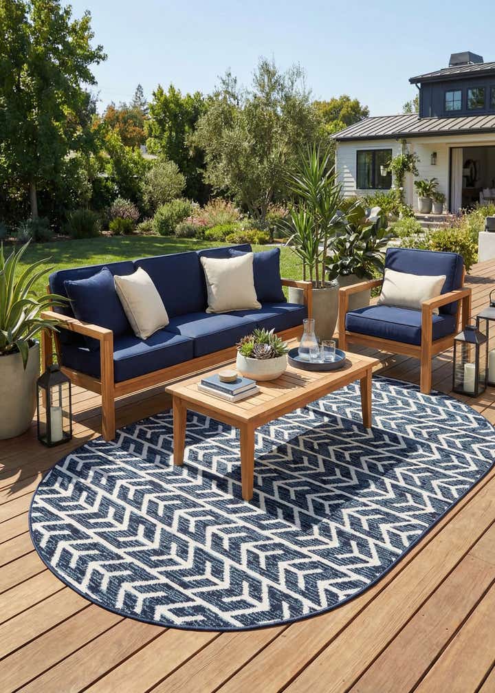 5' x 8' Easy-Clean Sabrina Soto Aston Indoor / Outdoor Oval Rug