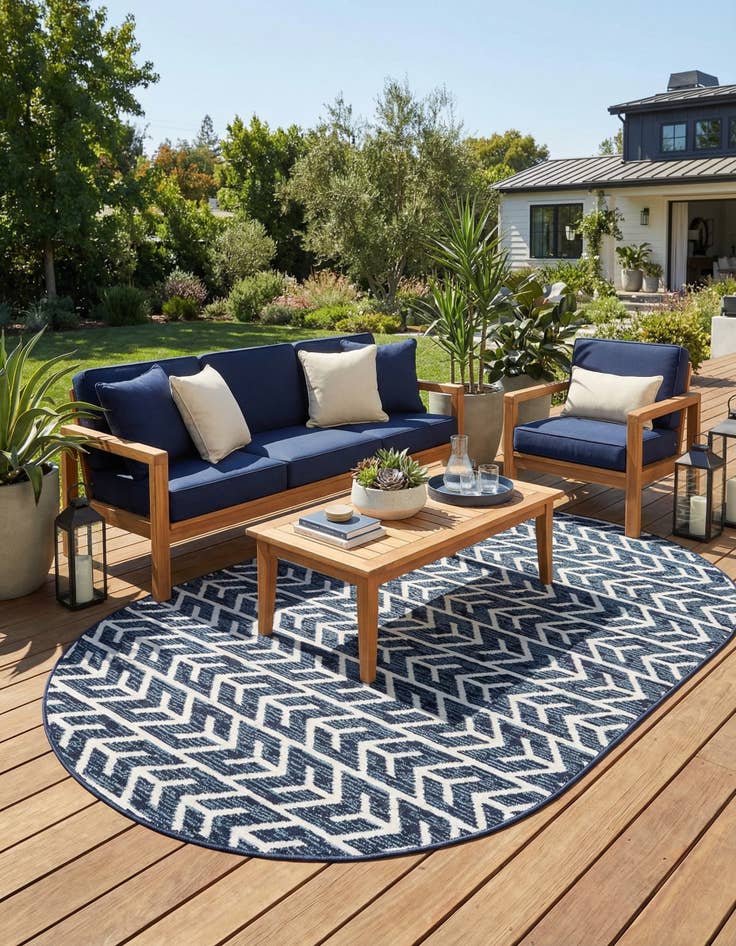 Detail image of 5' x 8' Easy-Clean Sabrina Soto Aston Indoor / Outdoor Oval Rug