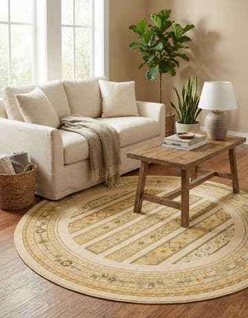 Ivory Kashkuli Gabbeh Round Rug
