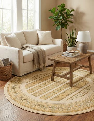 Ivory Kashkuli Gabbeh Round Rug